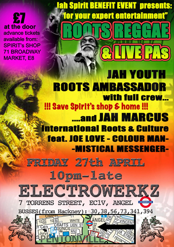 Spirit party flyer 27th April 2007