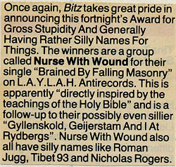 Nurse With Wound in Smash Hits circa 1984!