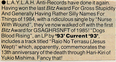 Current 93 in Smash Hits circa 1985!